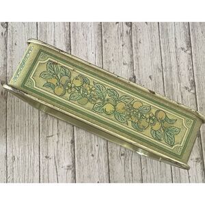 Pyrex Metal Carrier Holder 222 Golden Harvest Pattern Green Gold Fruit‎ Design